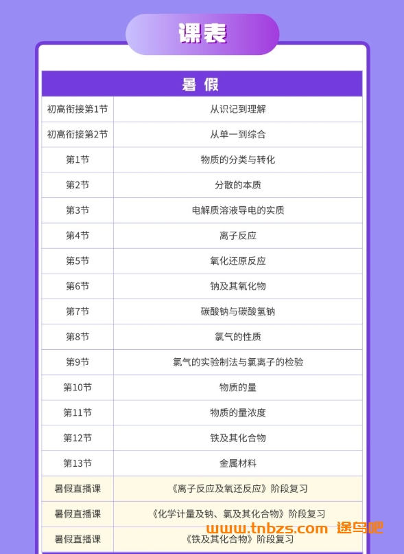 李政化学2028届高一化学全年班 25暑秋26寒春高一化学课程