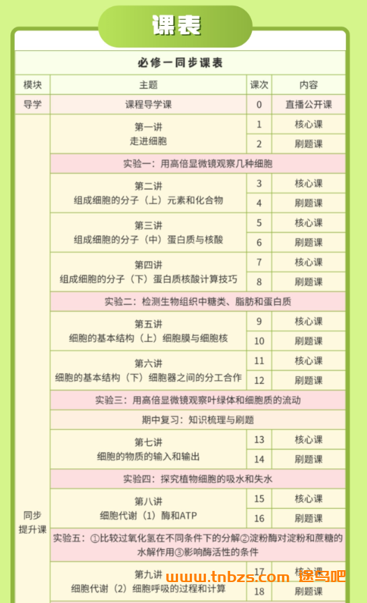 李林生物2028届高一生物全年同步课 李林生物25暑秋26寒春高一生物