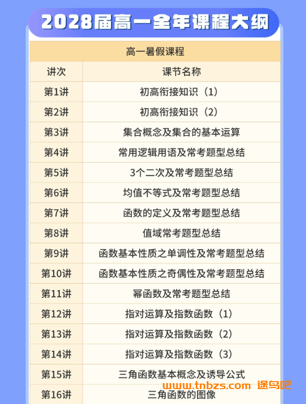 赵礼显老师2028届高一数学全年班 25暑秋26寒春高一数学课程