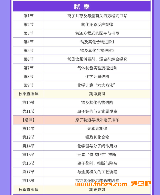 李政化学2028届高一化学全年班 25暑秋26寒春高一化学课程