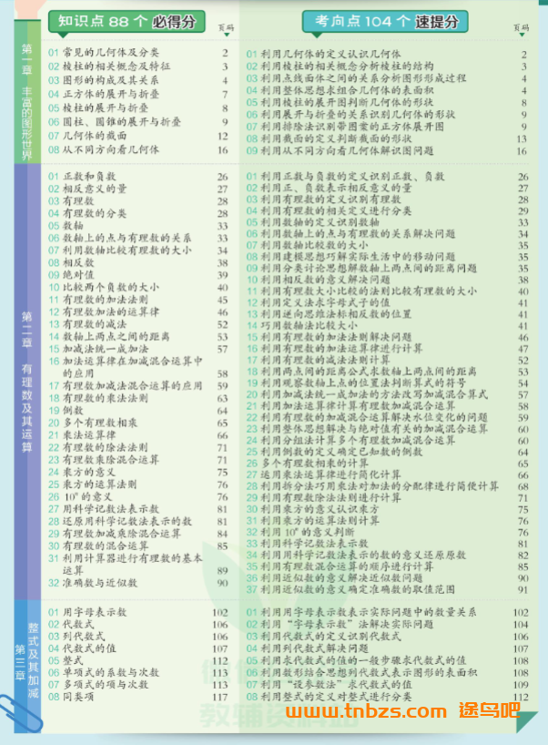 特高级教师点拨北师版七年级上册数学辅导资料