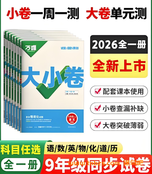 九年级全科同步检测:万唯大小卷(2026版)多版本覆盖