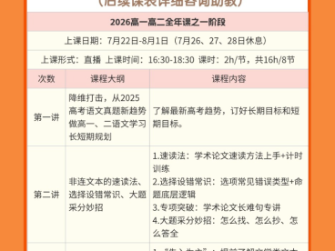 国家玮2027届高二语文暑假班 9讲视频+16份PDF讲义 表达术语入门与语用基础+信息类文本筛选整合及客观题简答题标准答法+文学类文本情节人物主题分析+文言实词虚词与翻译规则+古诗意象情感与鉴赏题答法+议论文结构搭建论证展开+素材选用与表达升级+阅读作文方法整合 高二语文阅读作文文言语用全题型 百度网盘下载